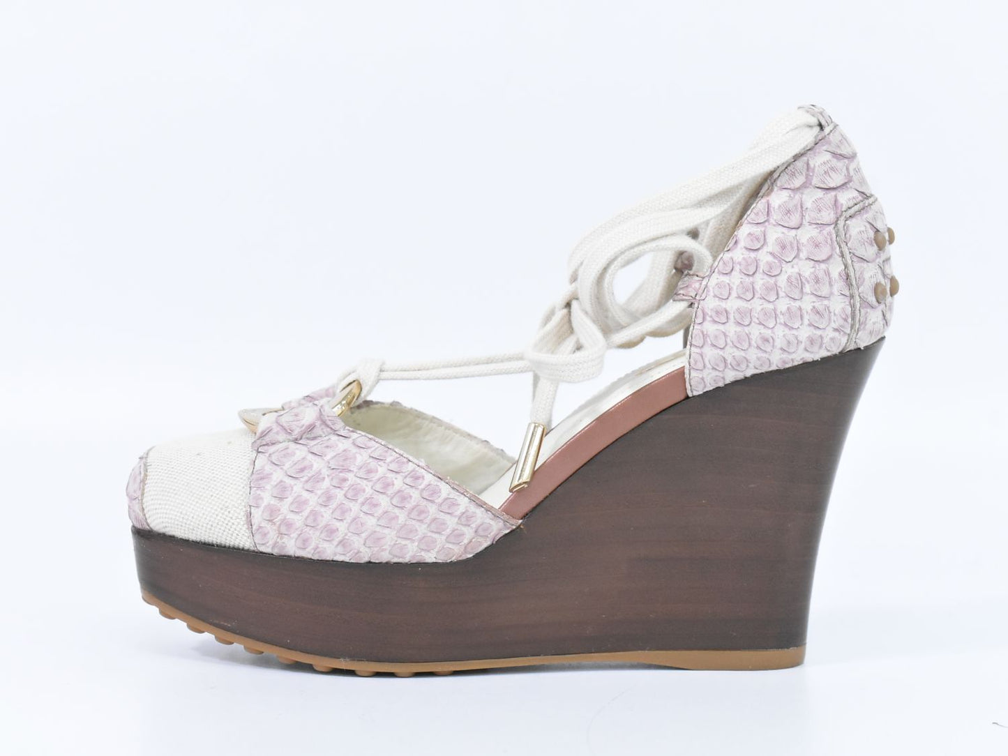 TOD'S パイソンレザー サンダル アイボリー パープル