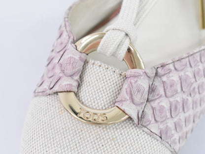 TOD'S パイソンレザー サンダル アイボリー パープル