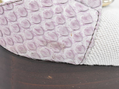 TOD'S パイソンレザー サンダル アイボリー パープル