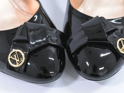LOUIS VUITTON ロゴ リボン パンプス ヒール 37H ブラック
