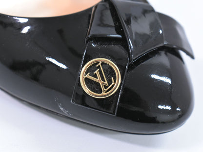 LOUIS VUITTON ロゴ リボン パンプス ヒール 37H ブラック