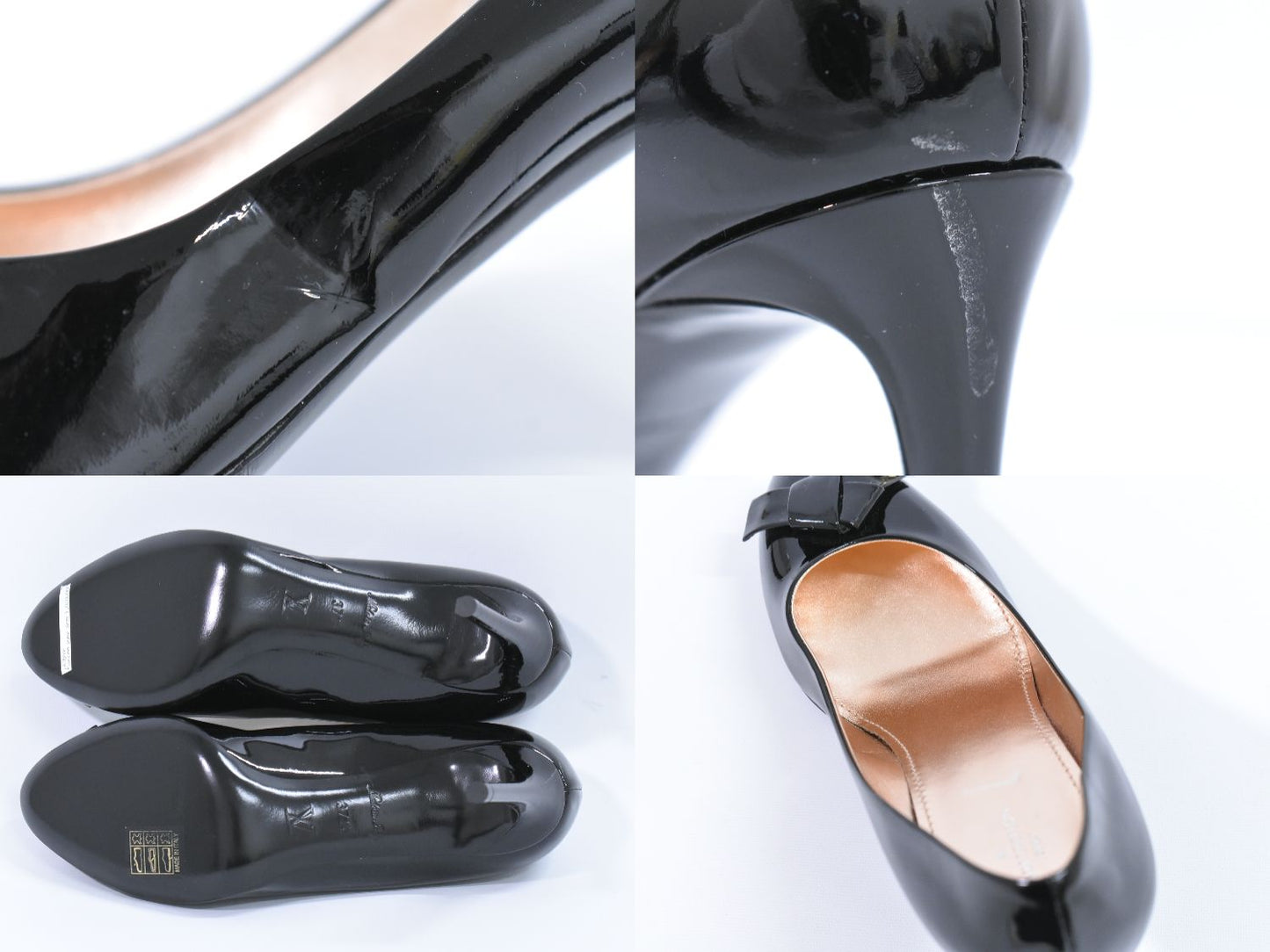 LOUIS VUITTON ロゴ リボン パンプス ヒール 37H ブラック