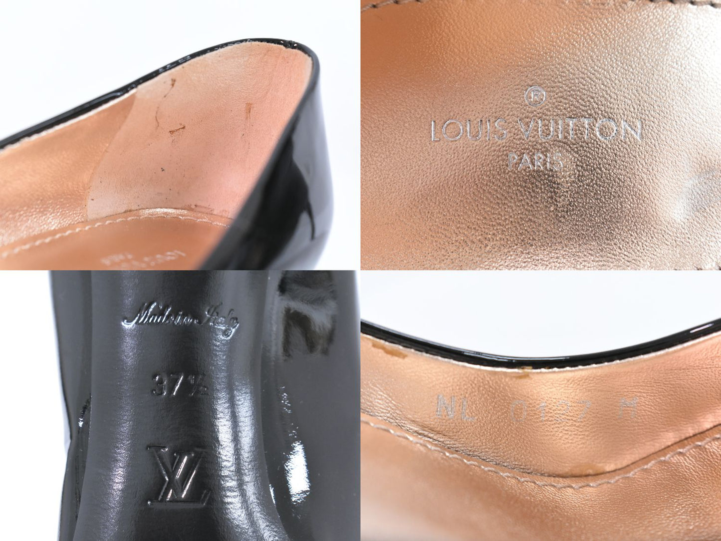 LOUIS VUITTON ロゴ リボン パンプス ヒール 37H ブラック