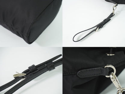 PRADA ReNylon 巾着 ポーチ ナイロン ブラック