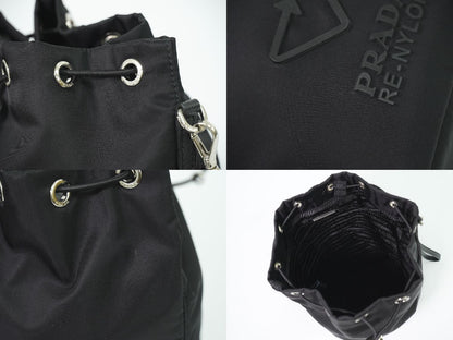PRADA ReNylon 巾着 ポーチ ナイロン ブラック