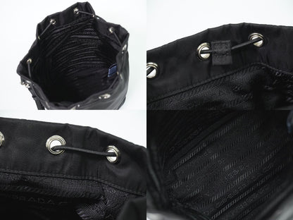 PRADA ReNylon 巾着 ポーチ ナイロン ブラック