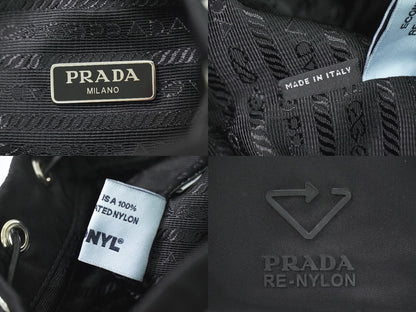 PRADA ReNylon 巾着 ポーチ ナイロン ブラック