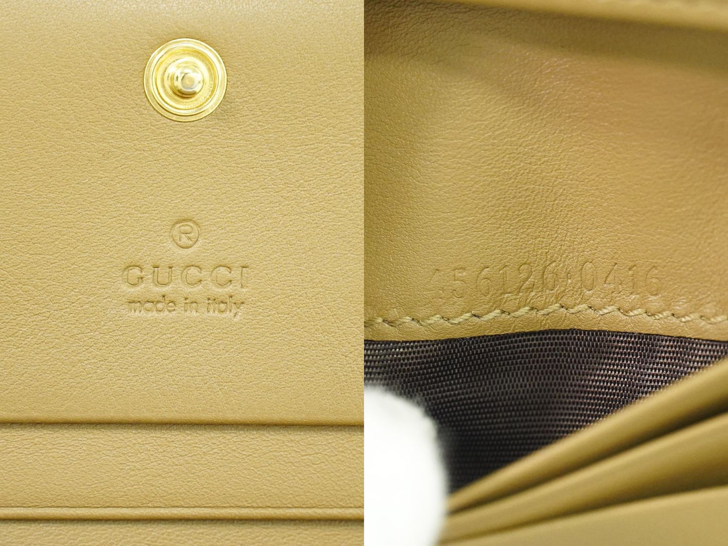 GUCCI GGマーモント 折財布 ベージュ ブラウン 456126