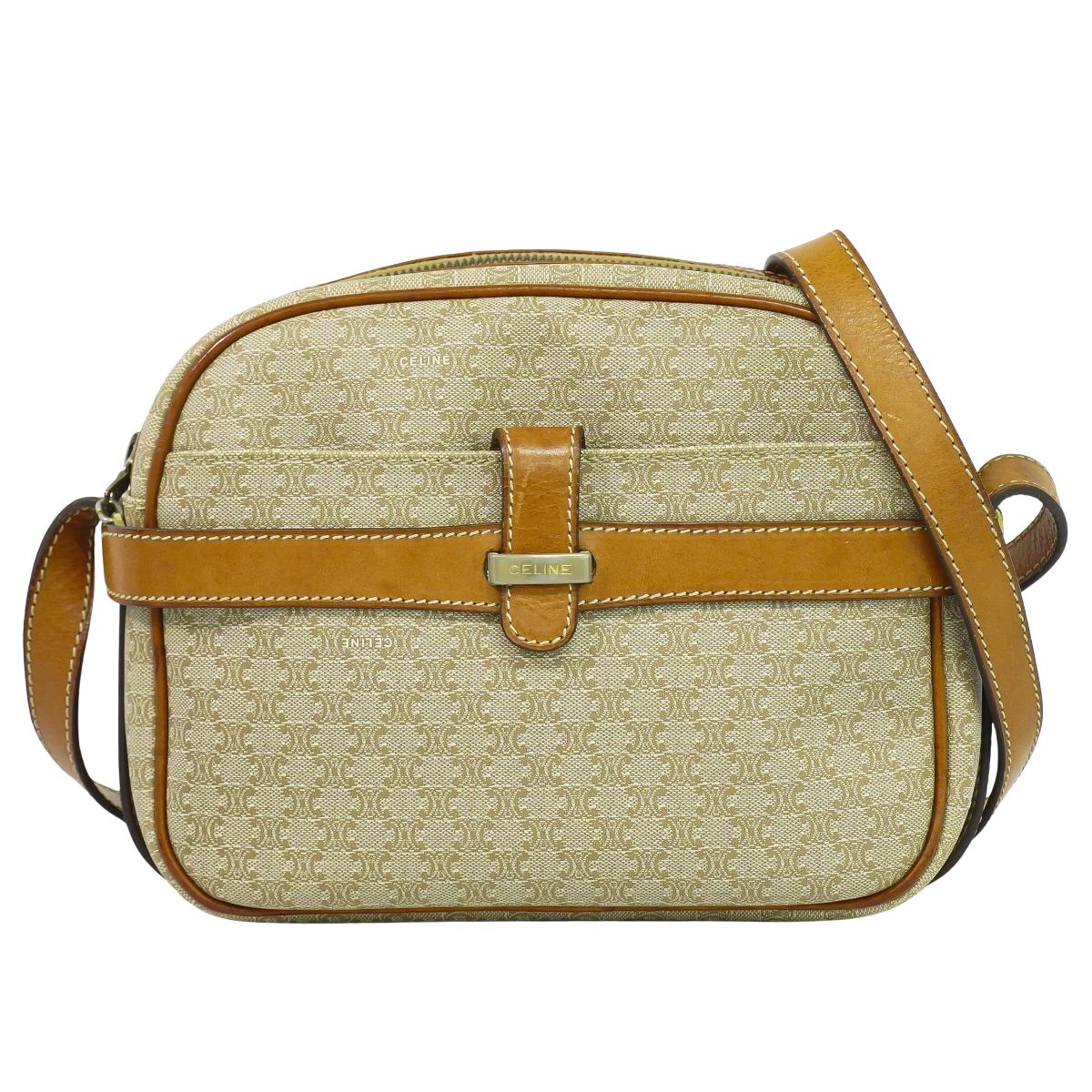 CELINE マカダム ショルダーバッグ ベージュ