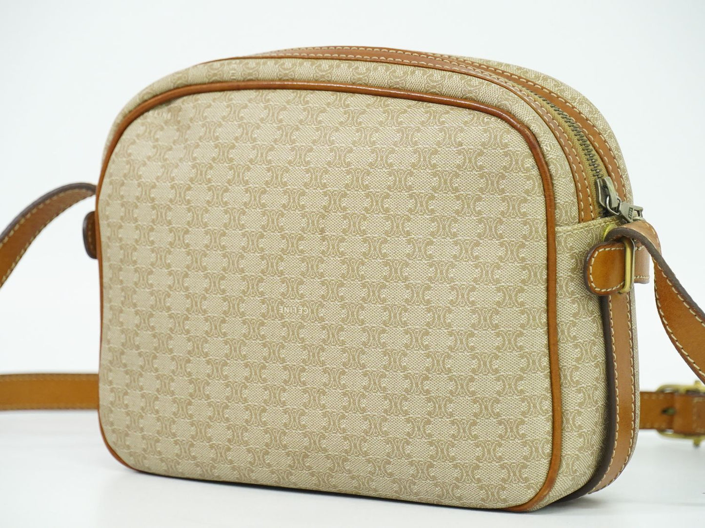 CELINE マカダム ショルダーバッグ ベージュ