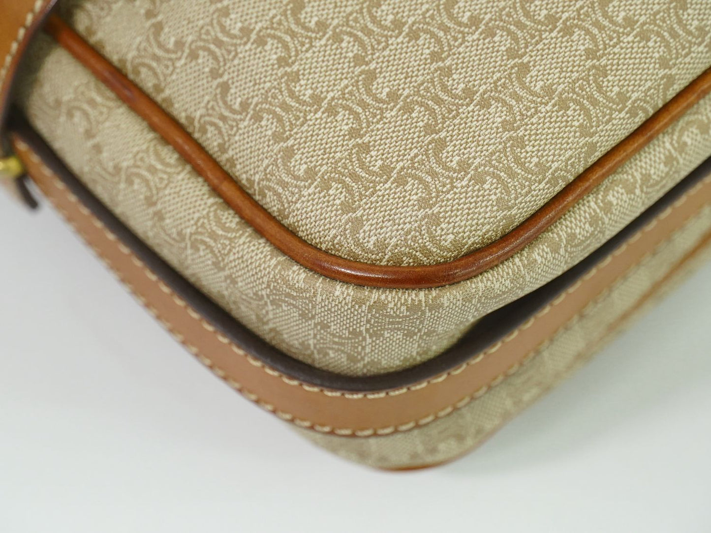 CELINE マカダム ショルダーバッグ ベージュ
