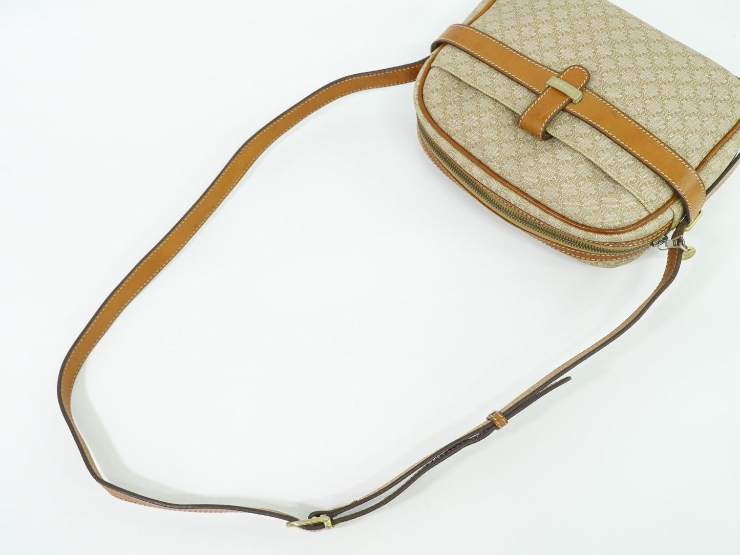 CELINE マカダム ショルダーバッグ ベージュ