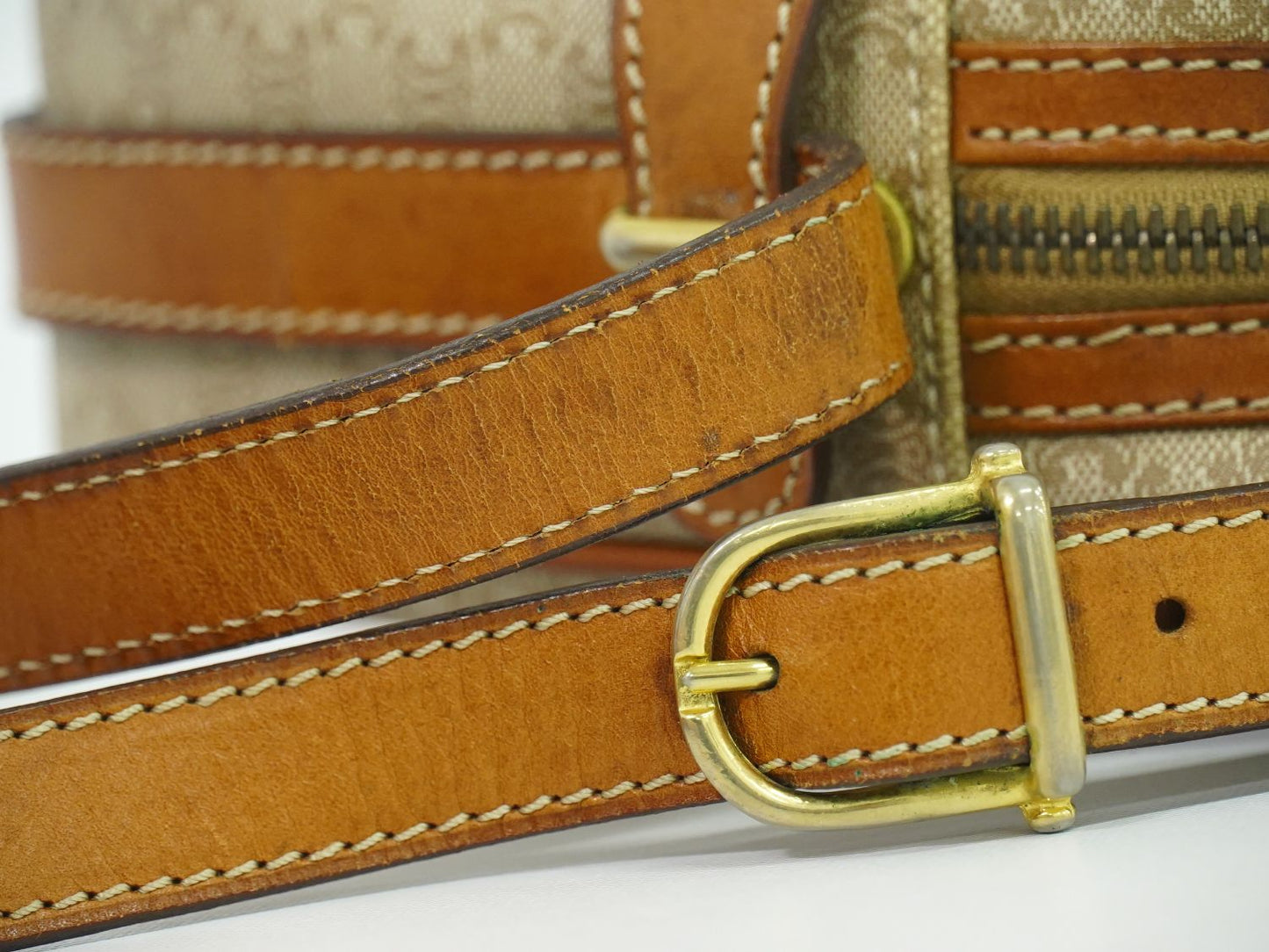 CELINE マカダム ショルダーバッグ ベージュ