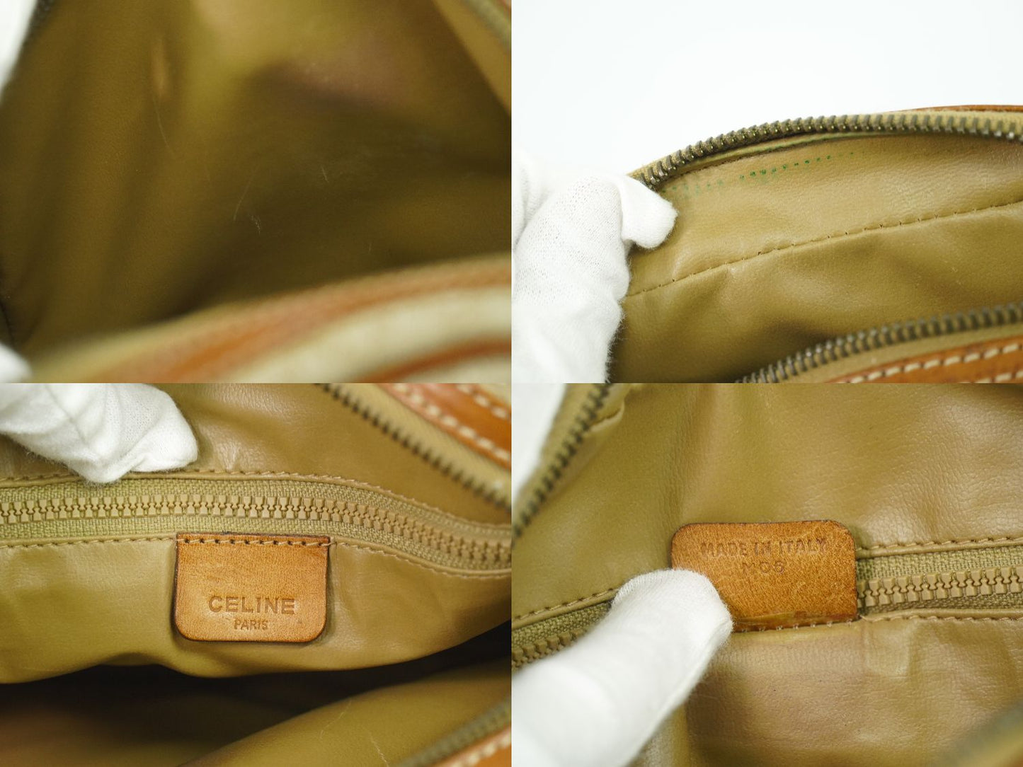 CELINE マカダム ショルダーバッグ ベージュ