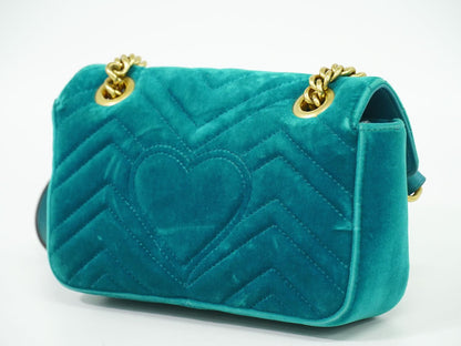 GUCCI GGマーモント ショルダーバッグ ブルー系 446744