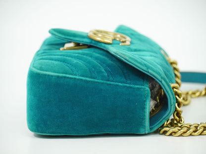 GUCCI GGマーモント ショルダーバッグ ブルー系 446744