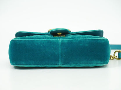 GUCCI GGマーモント ショルダーバッグ ブルー系 446744