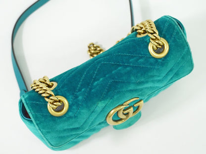 GUCCI GGマーモント ショルダーバッグ ブルー系 446744