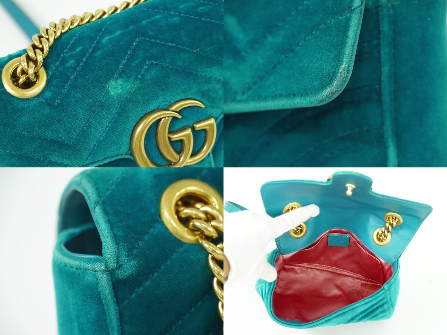 GUCCI GGマーモント ショルダーバッグ ブルー系 446744