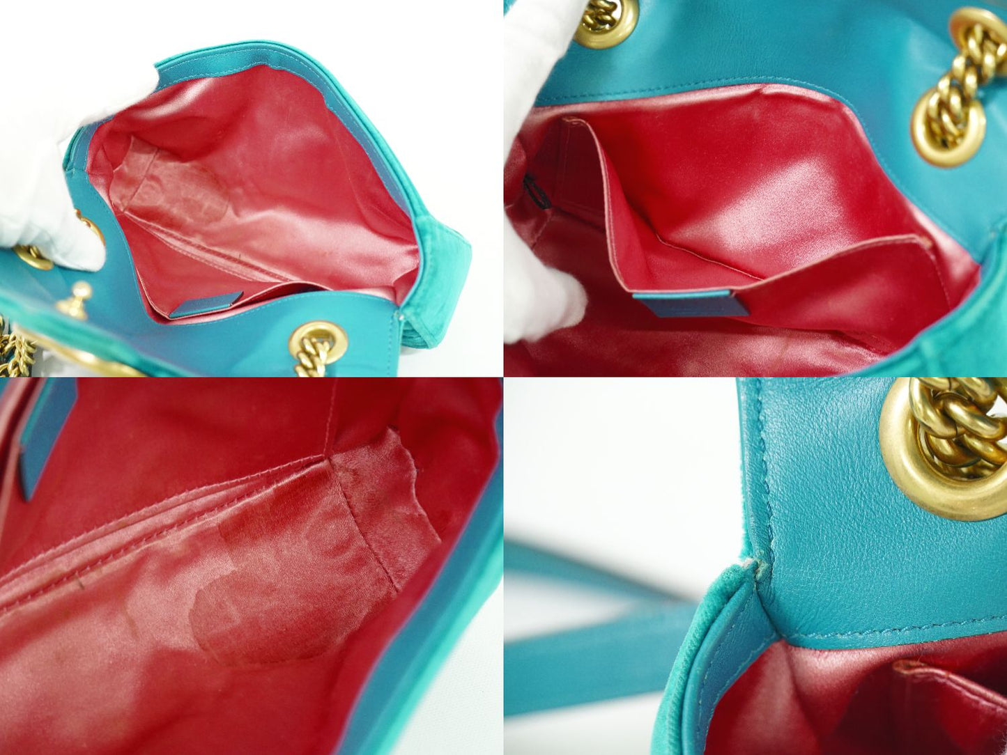 GUCCI GGマーモント ショルダーバッグ ブルー系 446744