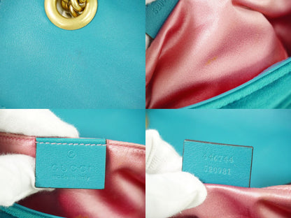 GUCCI GGマーモント ショルダーバッグ ブルー系 446744
