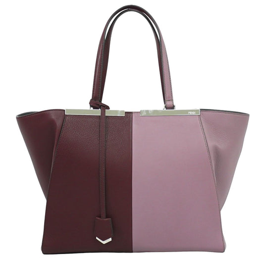 FENDI トロワジュール トートバッグ ボルドー ピンク 8BH272