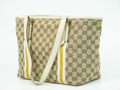 GUCCI シェリーライン GGキャンバス トートバッグ ベージュ アイボリー 137396