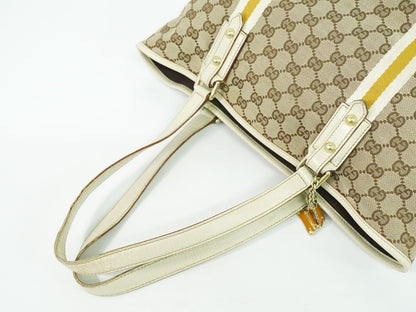 GUCCI シェリーライン GGキャンバス トートバッグ ベージュ アイボリー 137396