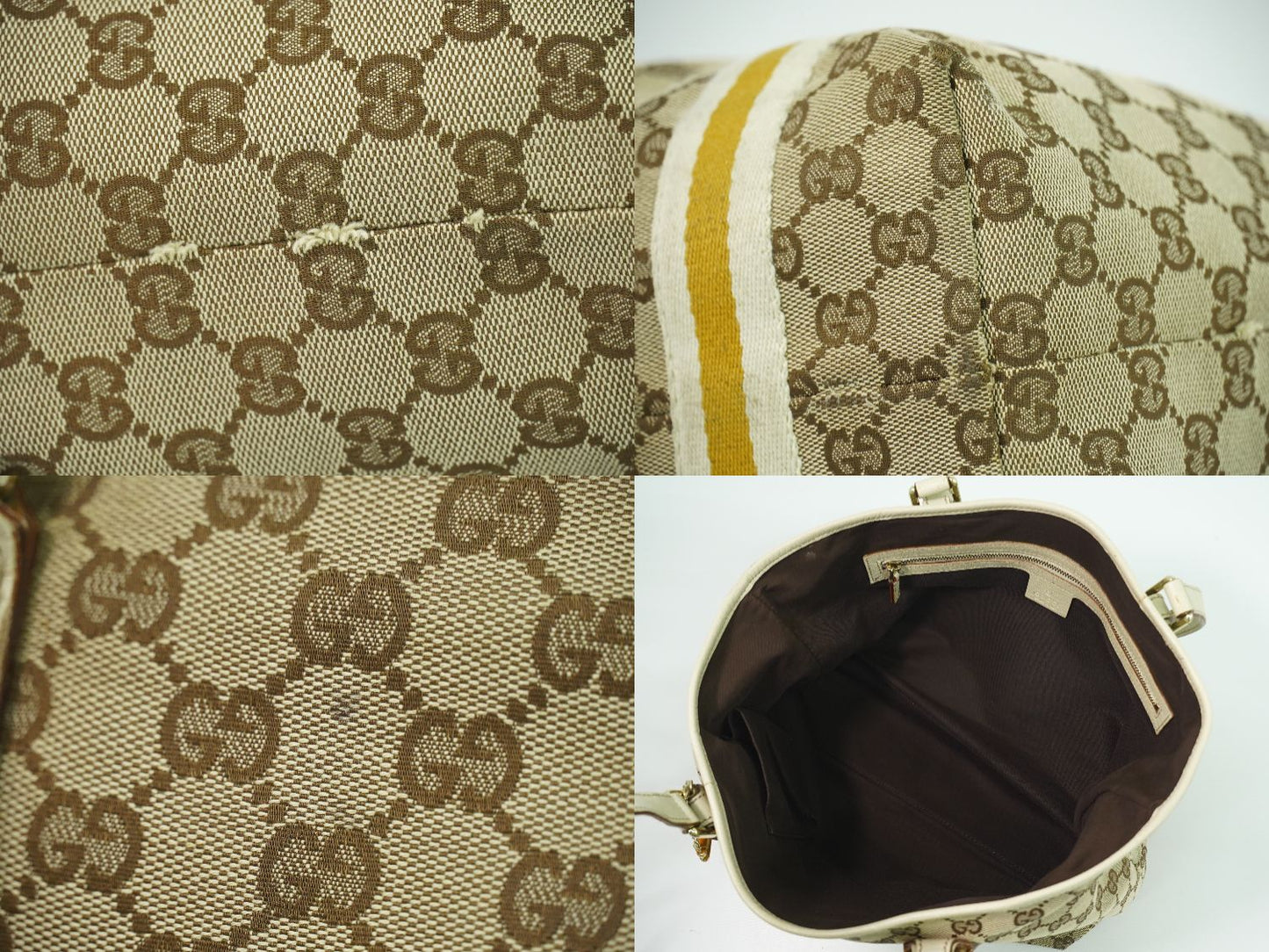 GUCCI シェリーライン GGキャンバス トートバッグ ベージュ アイボリー 137396