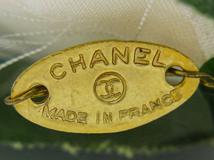 CHANEL カメリア コサージュ ブローチ ホワイト グリーン
