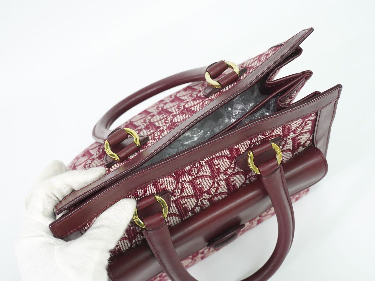 Christian Dior トロッター ハンドバッグ ボルドー
