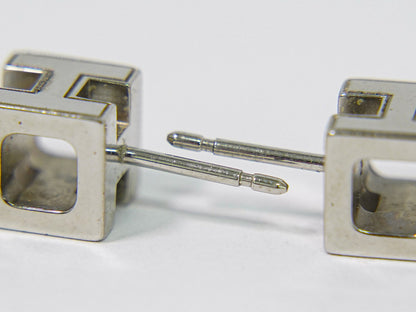 HERMES Hキューブ ピアス メタル シルバー金具 ピンク