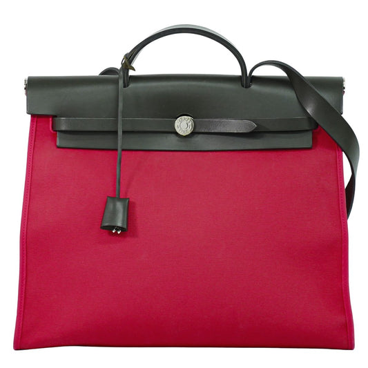 HERMES エールバッグ ジップ MM 2WAY ショルダーバッグ A刻 ピンク ブラック