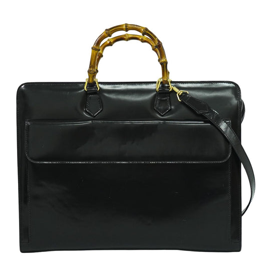 GUCCI バンブー 2WAY ビジネスバッグ ブラック