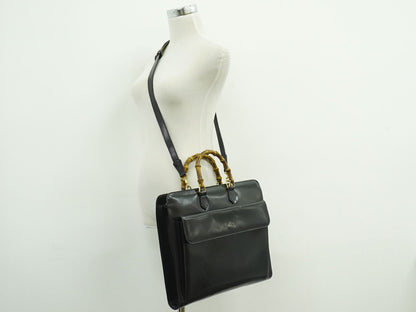 GUCCI バンブー 2WAY ビジネスバッグ ブラック