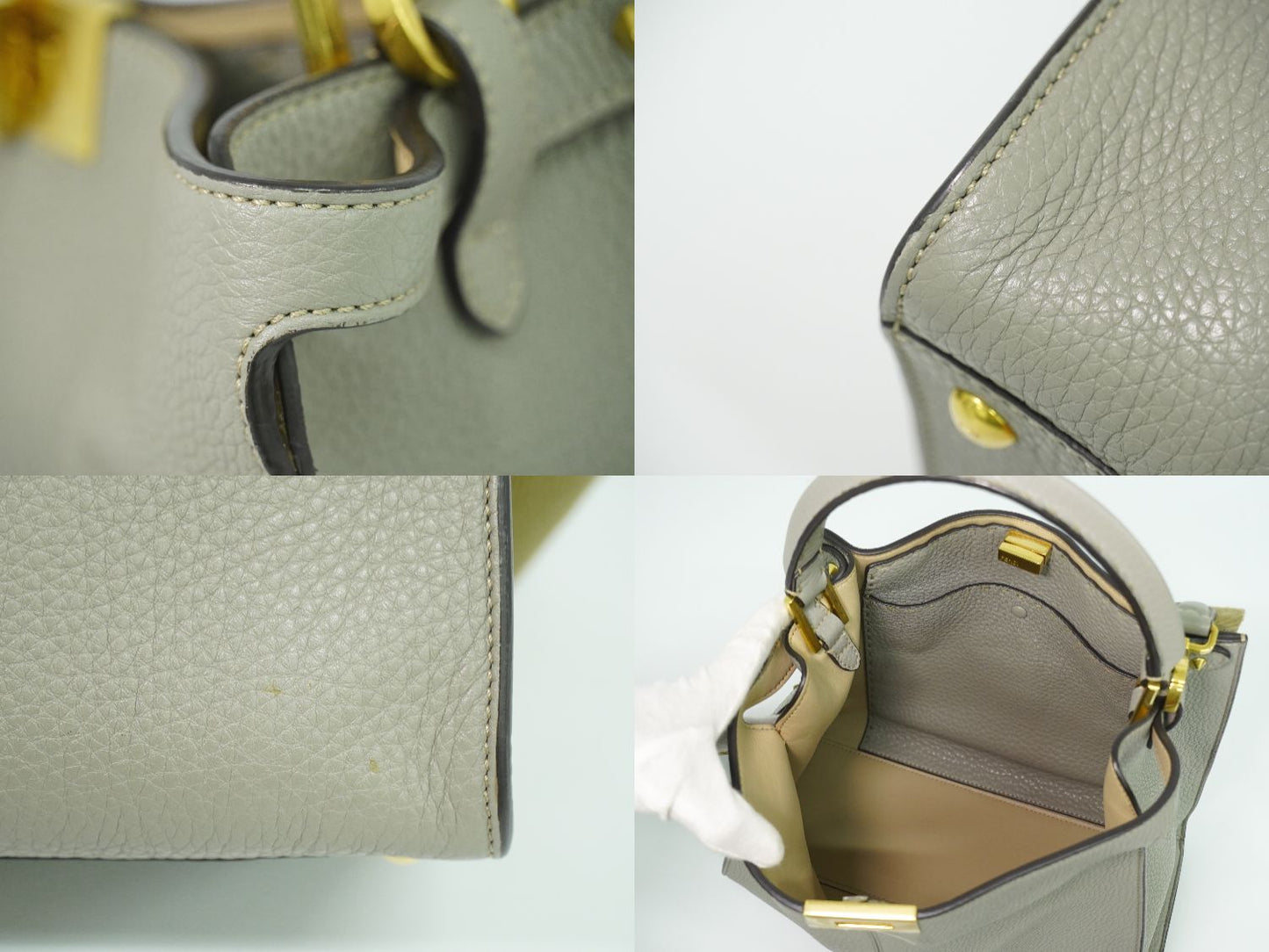 FENDI ピーカブー エックスライト ミディアム 2WAY ショルダーバッグ グレー 8BN310