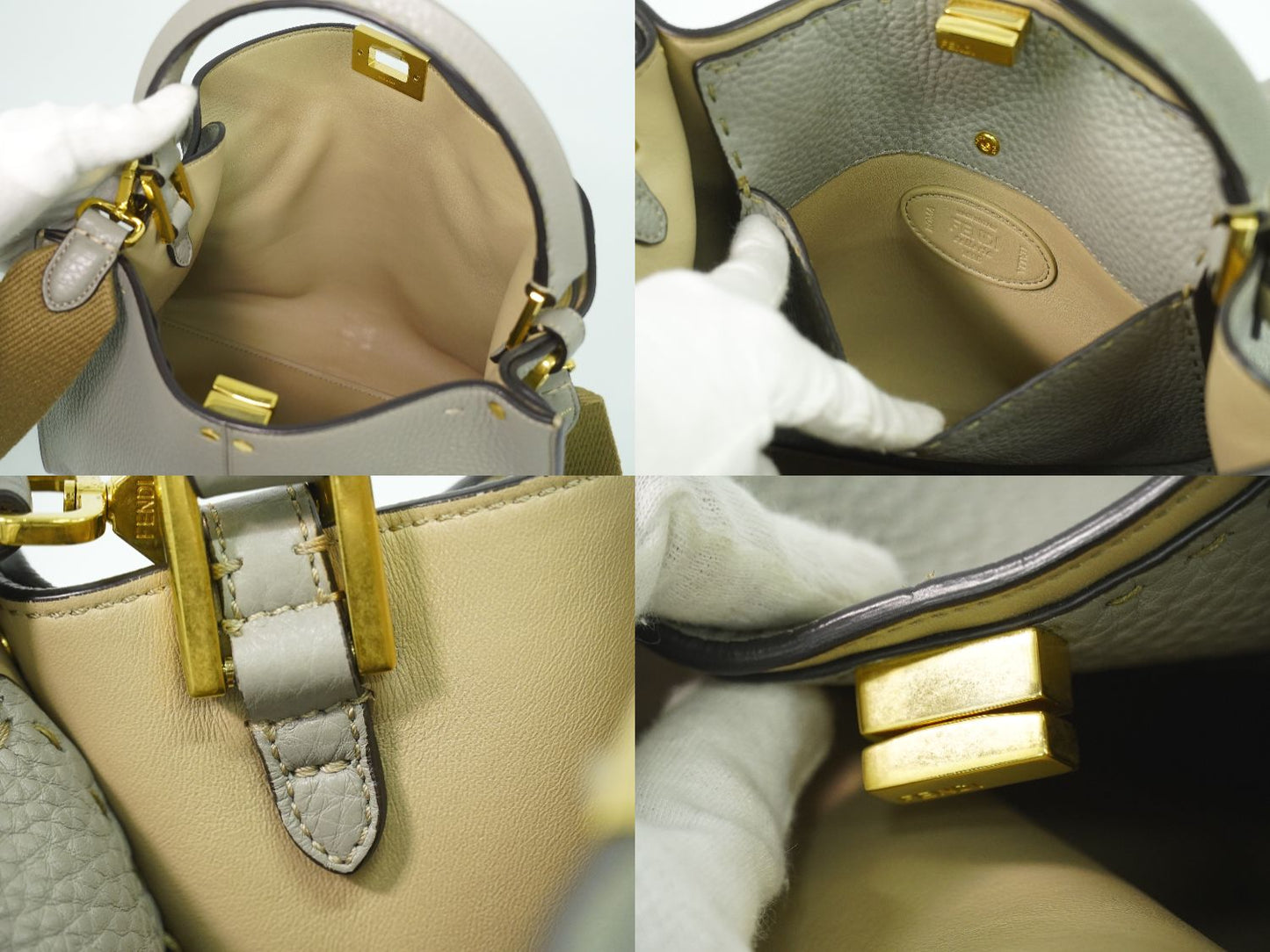 FENDI ピーカブー エックスライト ミディアム 2WAY ショルダーバッグ グレー 8BN310