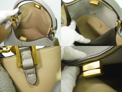 FENDI ピーカブー エックスライト ミディアム 2WAY ショルダーバッグ グレー 8BN310