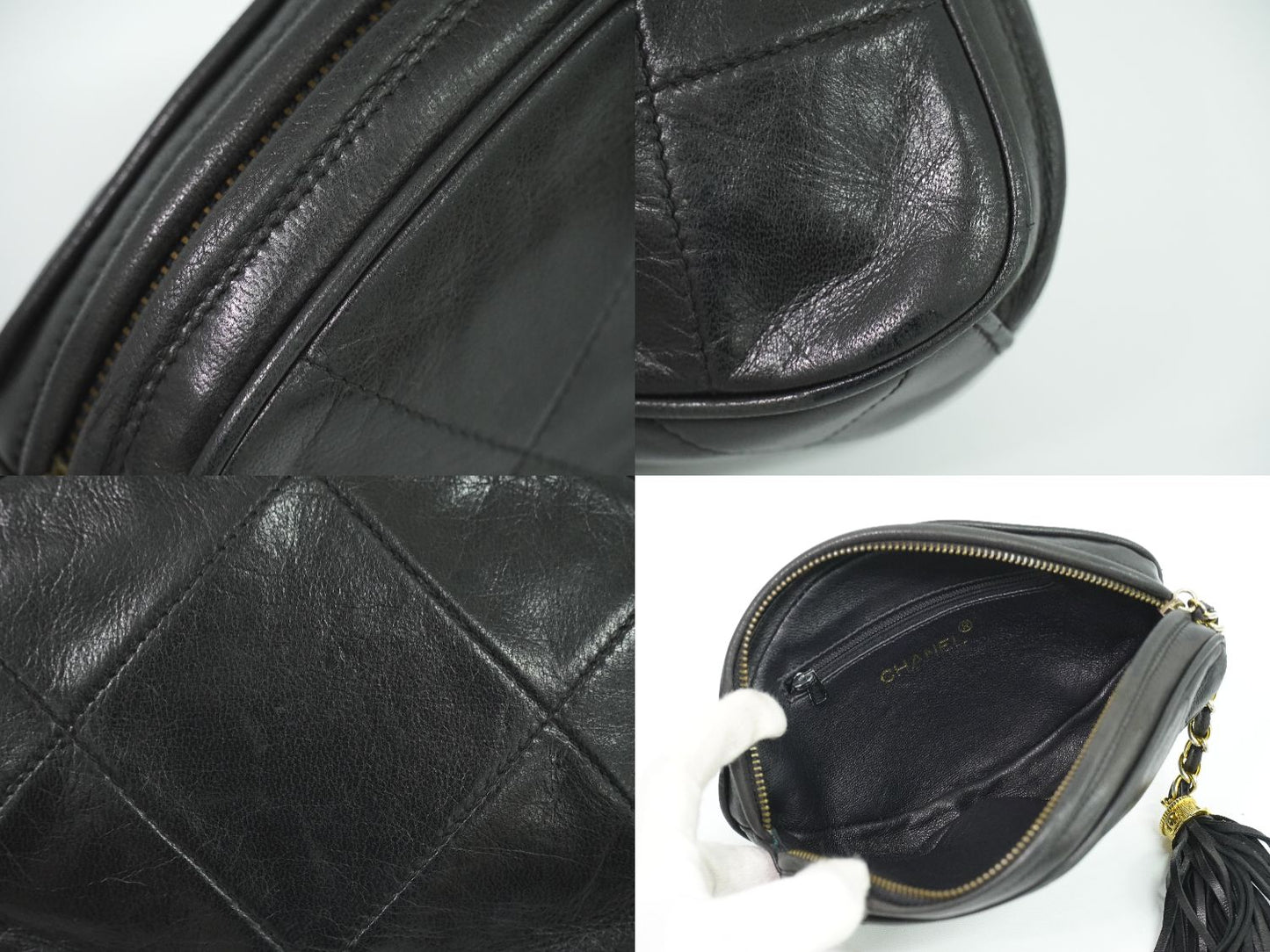 CHANEL ココマーク タッセル ポーチ ブラック