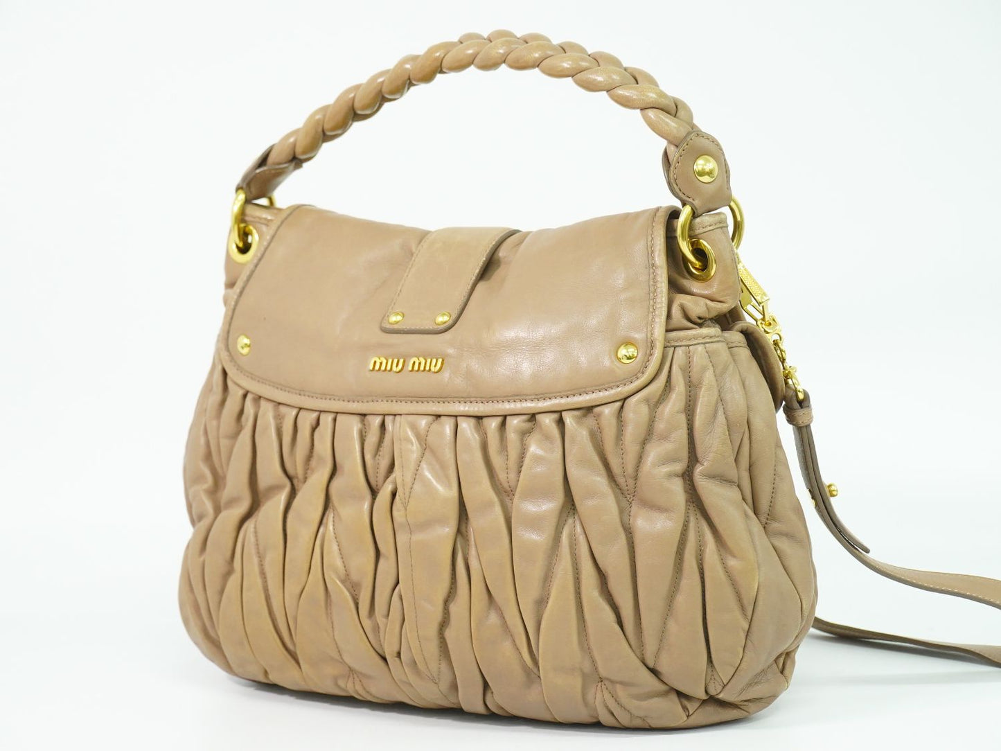 MIU MIU マテラッセ 2WAY ショルダーバッグ ピンクベージュ