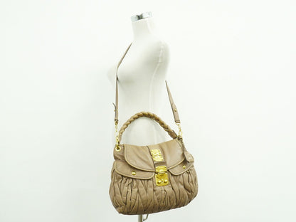 MIU MIU マテラッセ 2WAY ショルダーバッグ ピンクベージュ