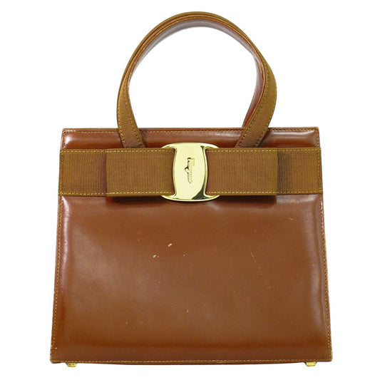 Salvatore Ferragamo ヴァラ ハンドバッグ ブラウン