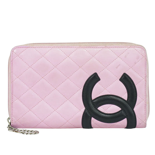 CHANEL カンボンライン 長財布 ピンク ブラック