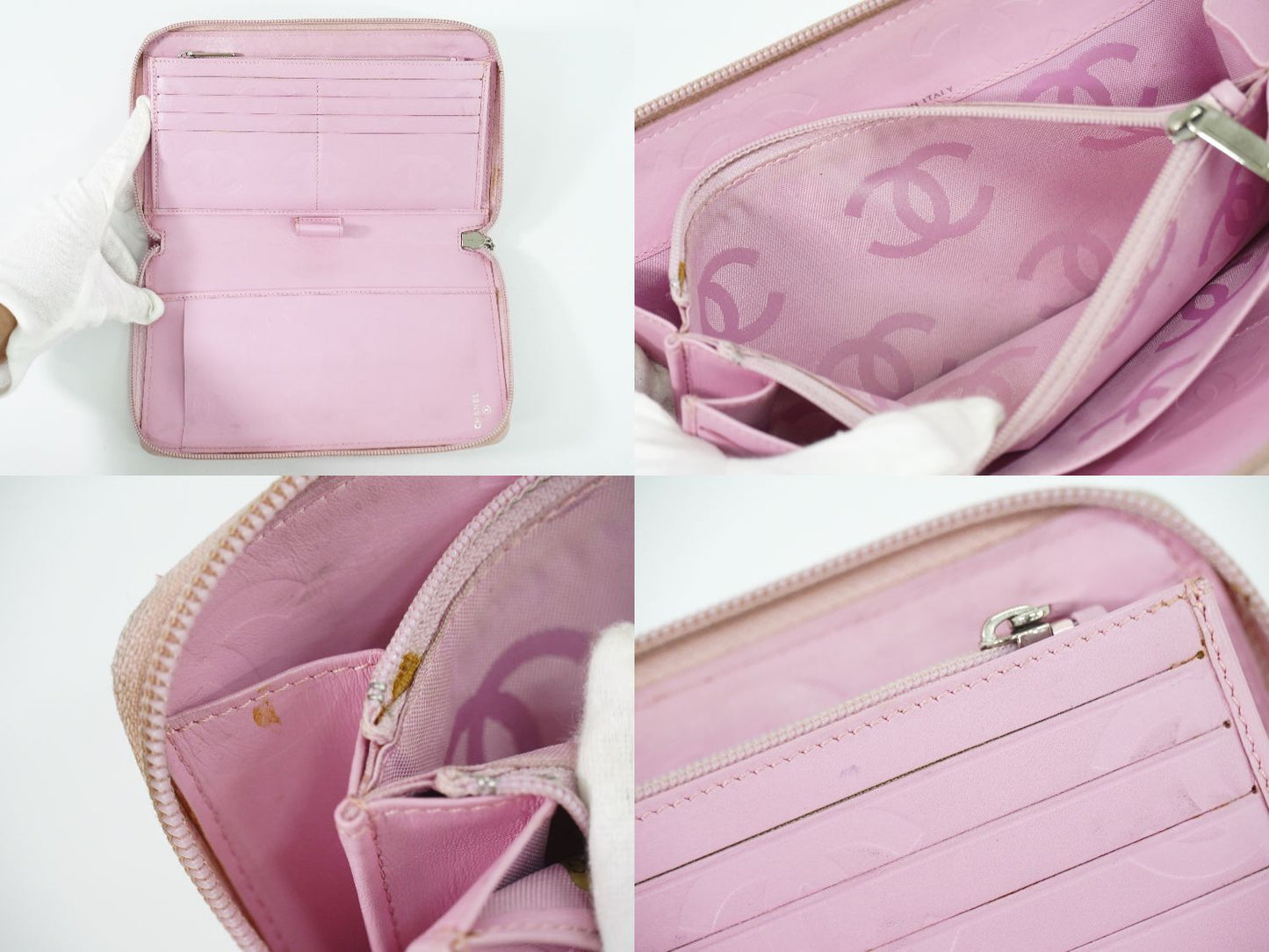 CHANEL カンボンライン 長財布 ピンク ブラック