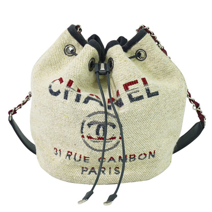CHANEL ドーヴィル ココマーク 巾着 ショルダーバッグ ベージュ