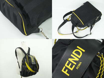 FENDI ストライク ペカン 2WAY リュックサック ブラック イエロー 7VZ056