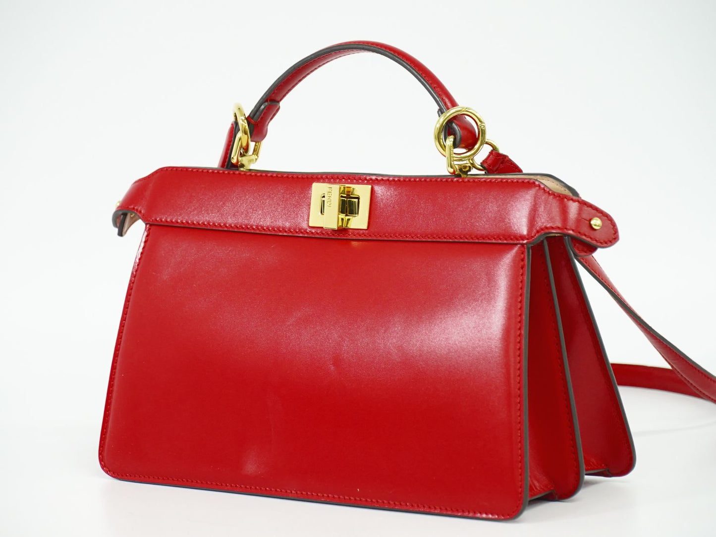 FENDI ピーカブー アイシーユー イーストウエスト 2WAY ショルダーバッグ レッド 8BN323