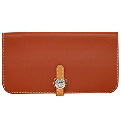 HERMES ドゴン 長財布 □O刻 コーラルピンク系