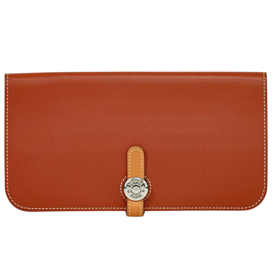 HERMES ドゴン 長財布 □O刻 コーラルピンク系