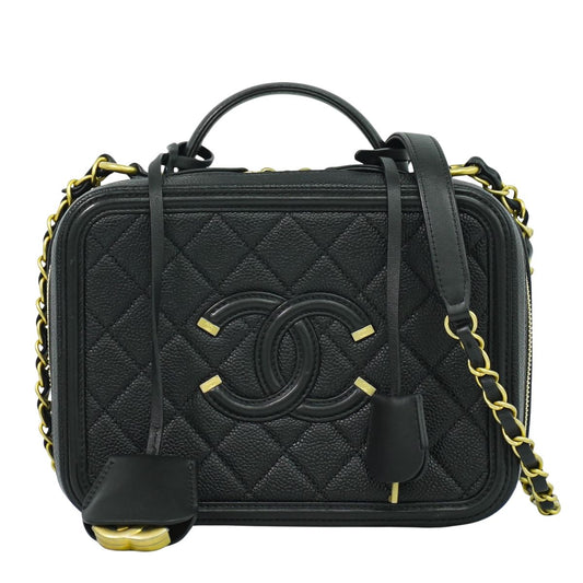 CHANEL CCフィリグリー 2WAY バニティバッグ ショルダーバッグ ブラック